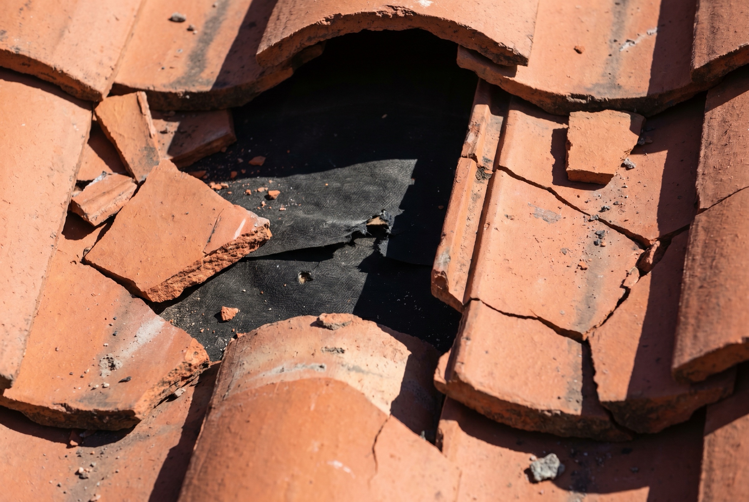 Storm-damaged shingle close-up