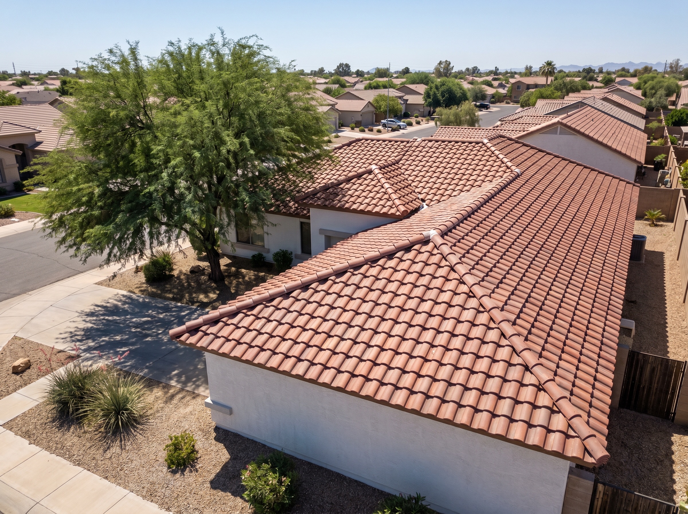 Same Glendale tile roof restored with new underlayment and replacement tiles