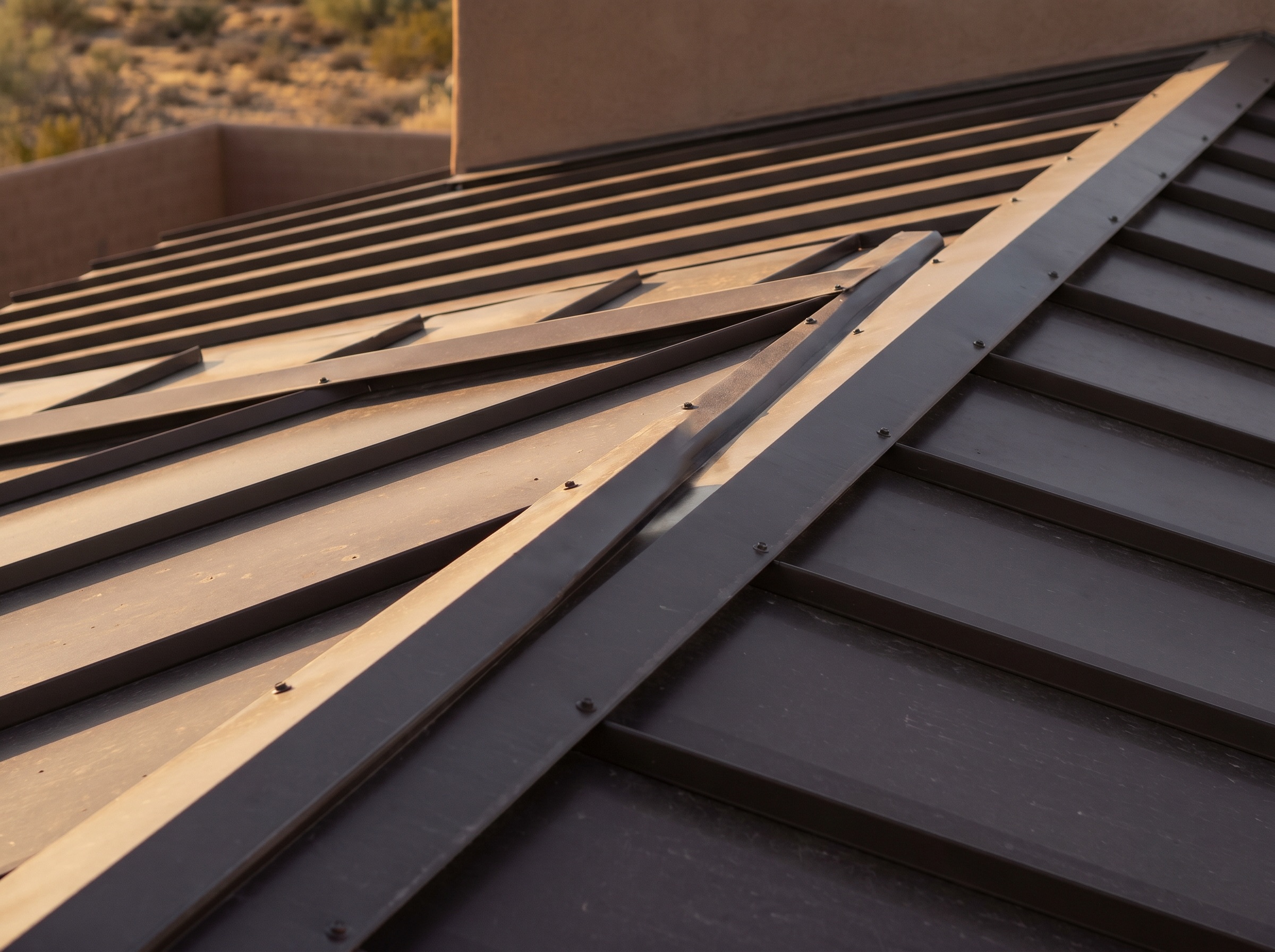Standing seam metal roof close-up